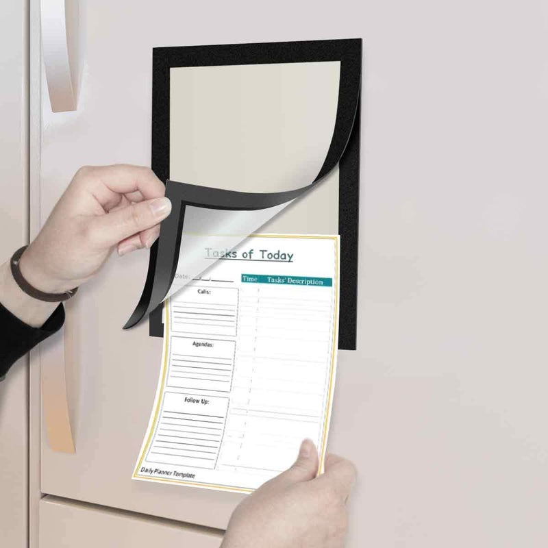 ZHIDIAN Document Sign Holder Pockets with Magnetic Back, Plastic Poster Picture Notice Display Frame for Fridge/Whiteboard/Chalkboard/Cabinet, 8.5 x 11.6 Inches, Black, 6 Pcs - Image 2